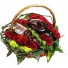 Basket with four drinks Frentzos Flowers-Florist in Athens-Agia Paraskevi-Greece Professional Gift - Inauguration