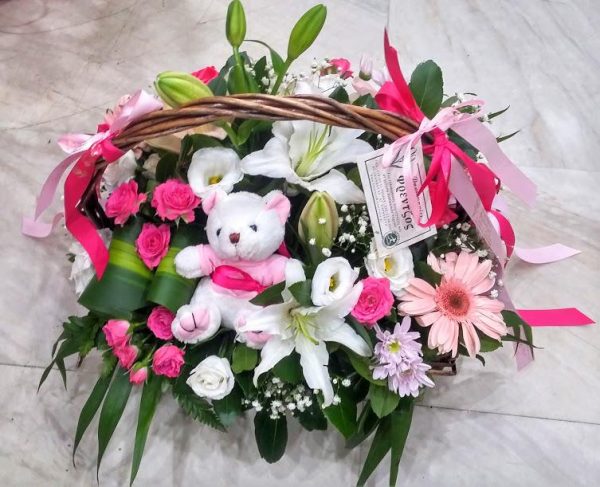 Bobe Basket for Birth Frentzos Flowers-Florist in Athens-Agia Paraskevi-Greece Birth - Maternity
