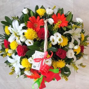 Basket in Red, Yellow and White Shades