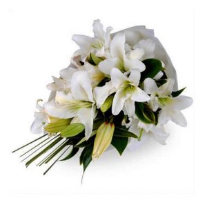 White Flower Bouquet with Lilium Oriental