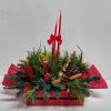 Στρογγυλή Εορταστική Σύνθεση με Κόκκινο Κερί Ανθοπωλείο Φρέντζος - Αθήνα - Αγία Παρασκευή Χριστούγεννα