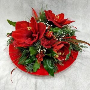 Red Plate with Amaryllis