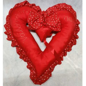 Valentines Present Red Heart Pillow