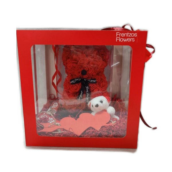 gift box with rosebear teddy bear and chocolate