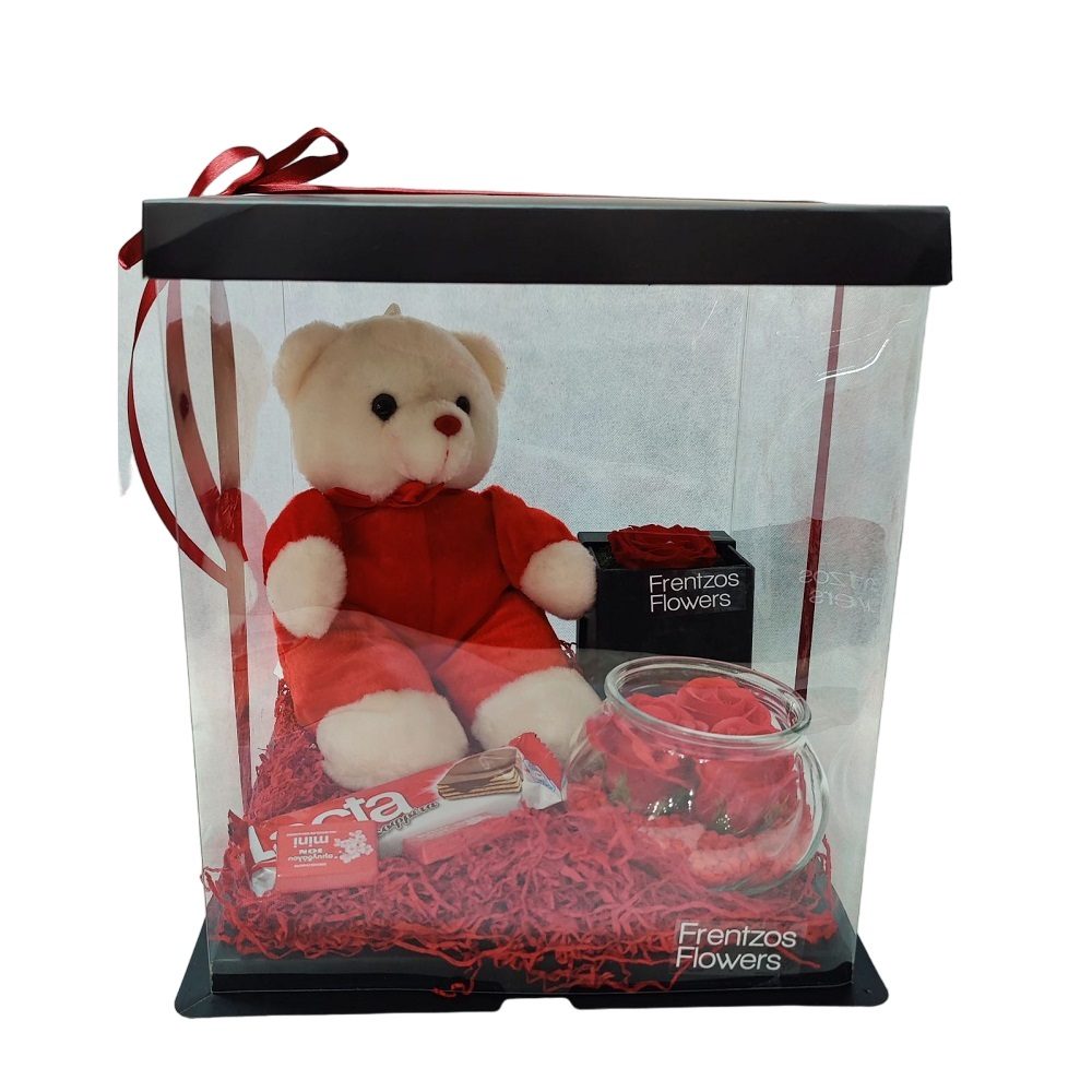 valentines gift with teddy bear chocolate and roses ver 2