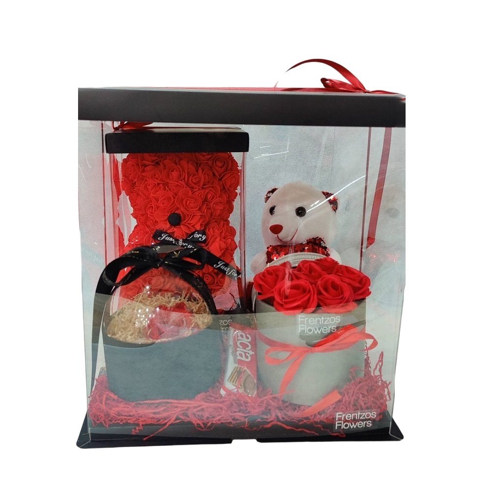 valentines gift with teddy bear chocolate and roses ver 3